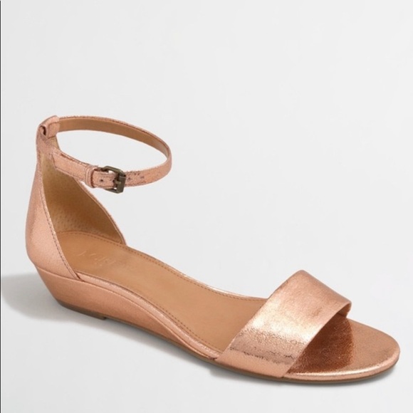 J. Crew Shoes - J Crew Rose Gold Wedges